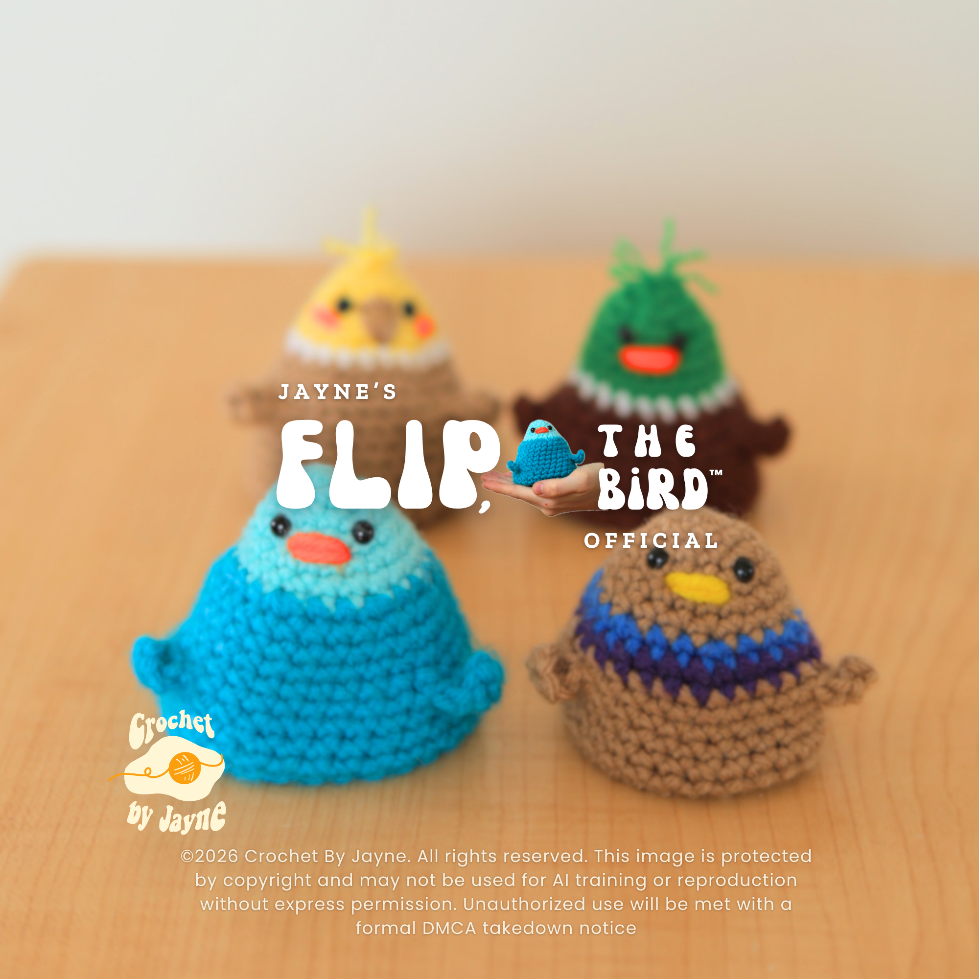 PATTERN BUNDLE Flip, the bird™ 4 different birds.