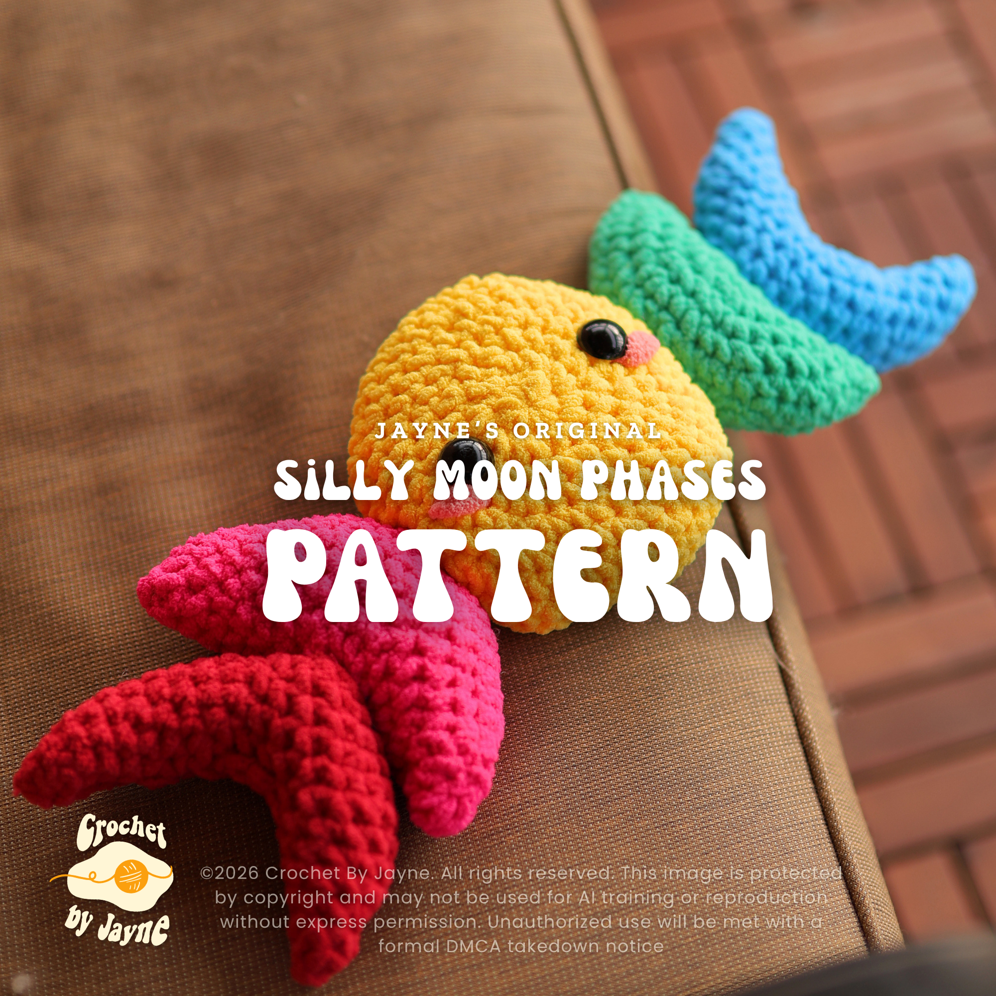 Silly Moon Phases Crochet Pattern (With a pocket)
