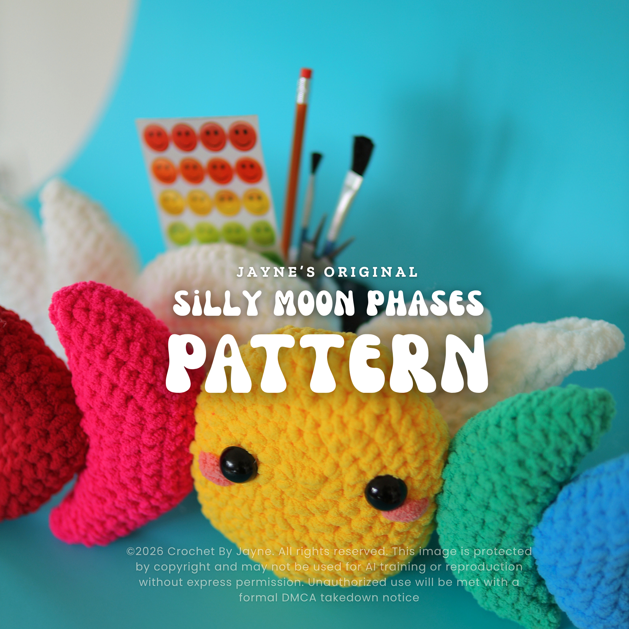 Silly Moon Phases Crochet Pattern (With a pocket)