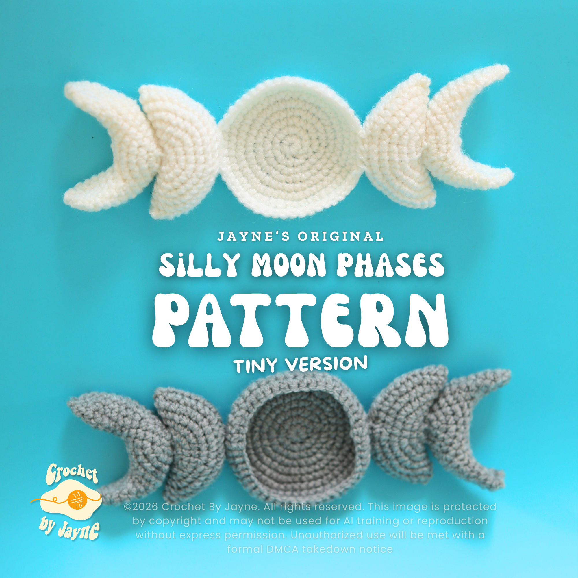Tiny Silly Moon Phases Crochet Pattern (Coasters)