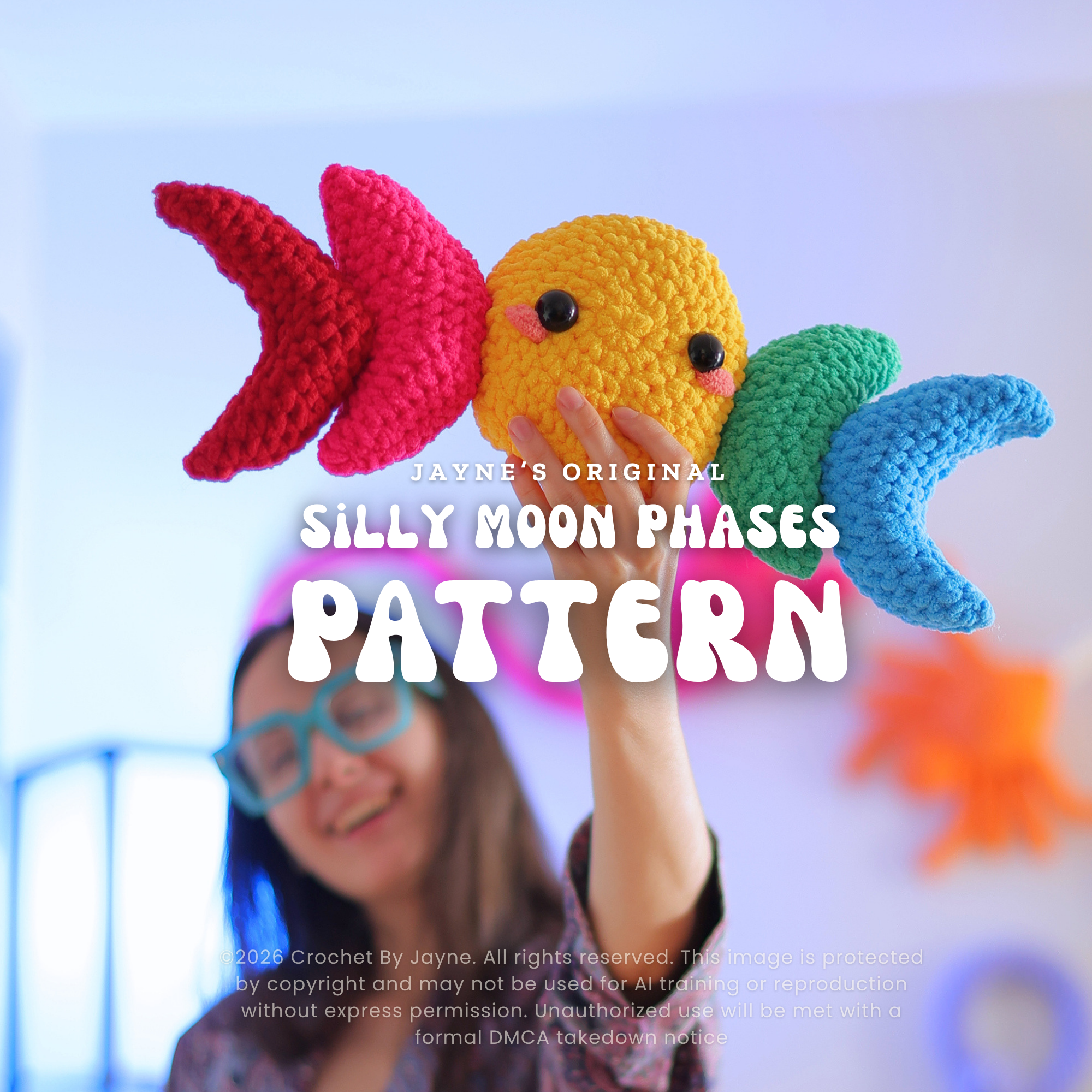 Silly Moon Phases Crochet Pattern (With a pocket)
