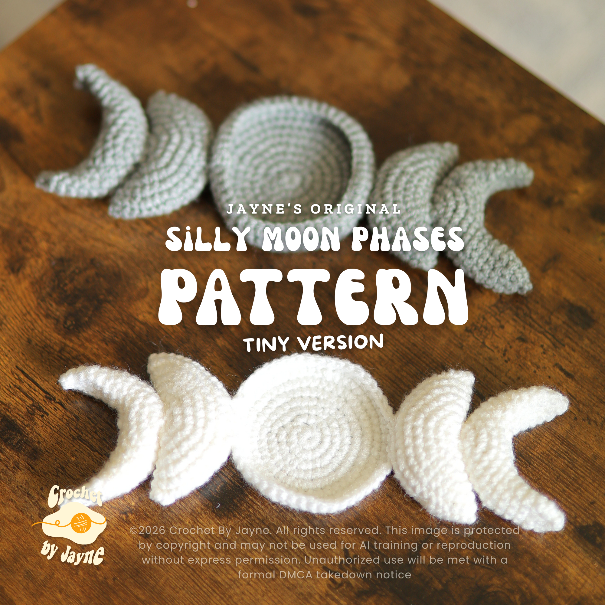 Tiny Silly Moon Phases Crochet Pattern (Coasters)