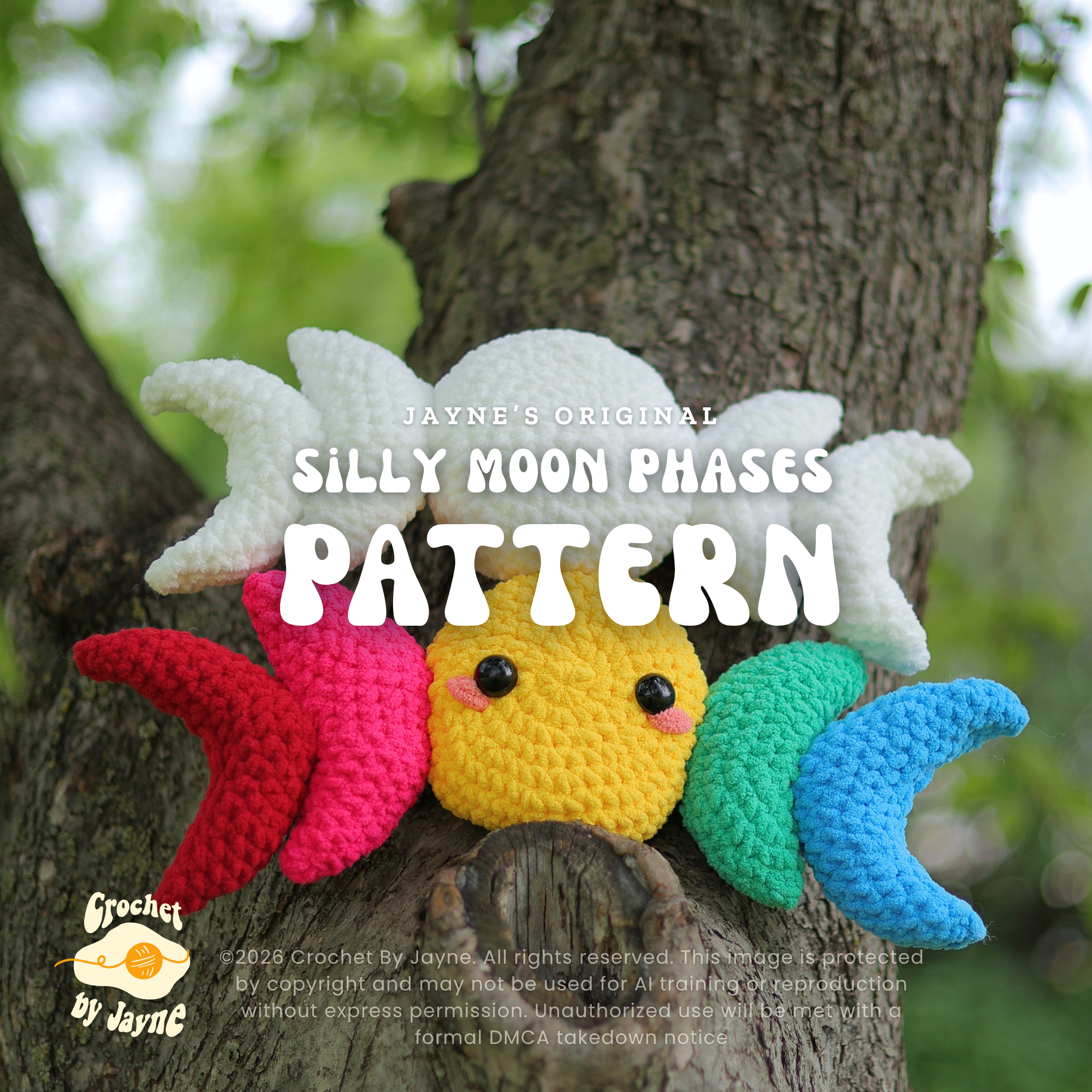 Silly Moon Phases Crochet Pattern (With a pocket)