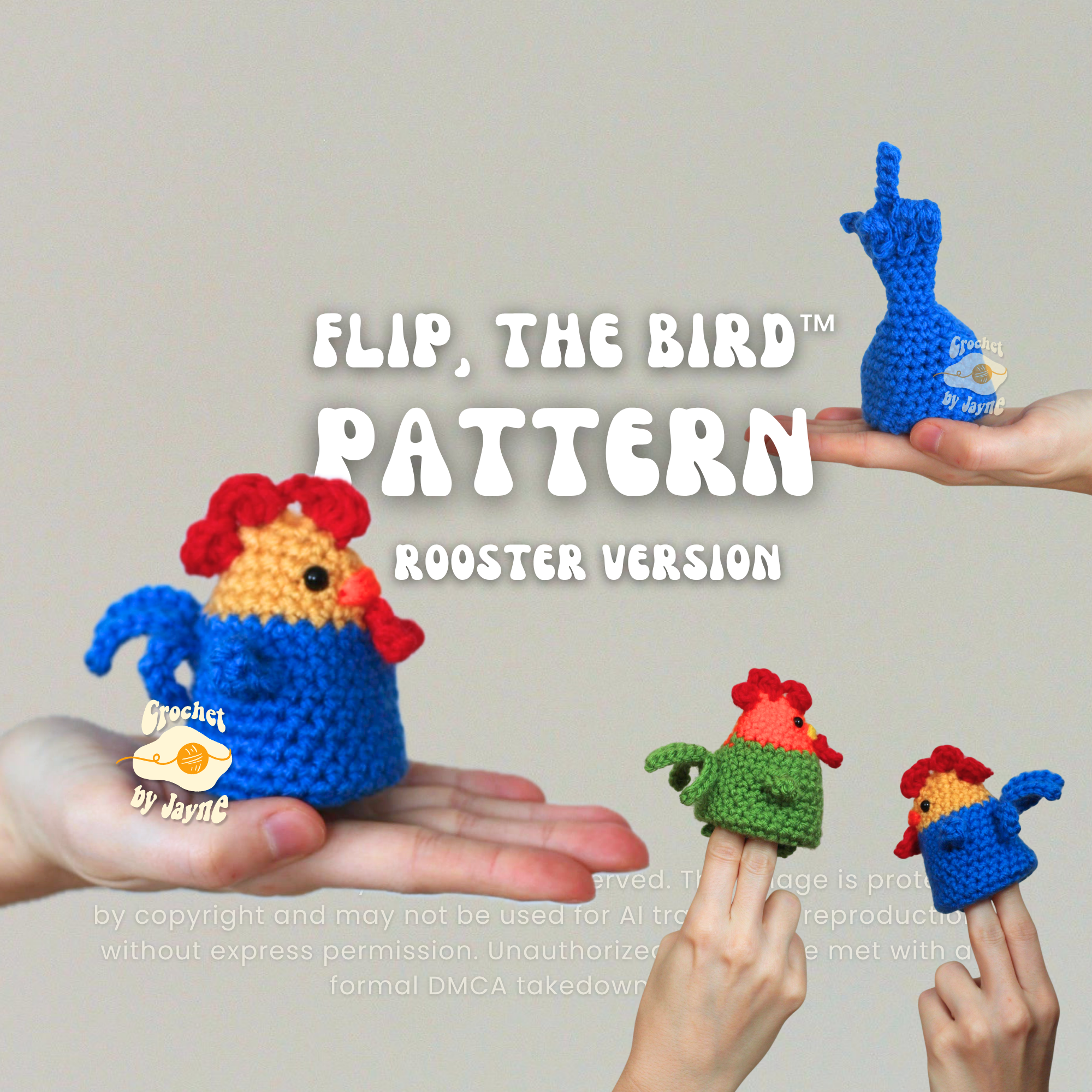 FLIP, the bird™ Rooster Version Crochet Pattern