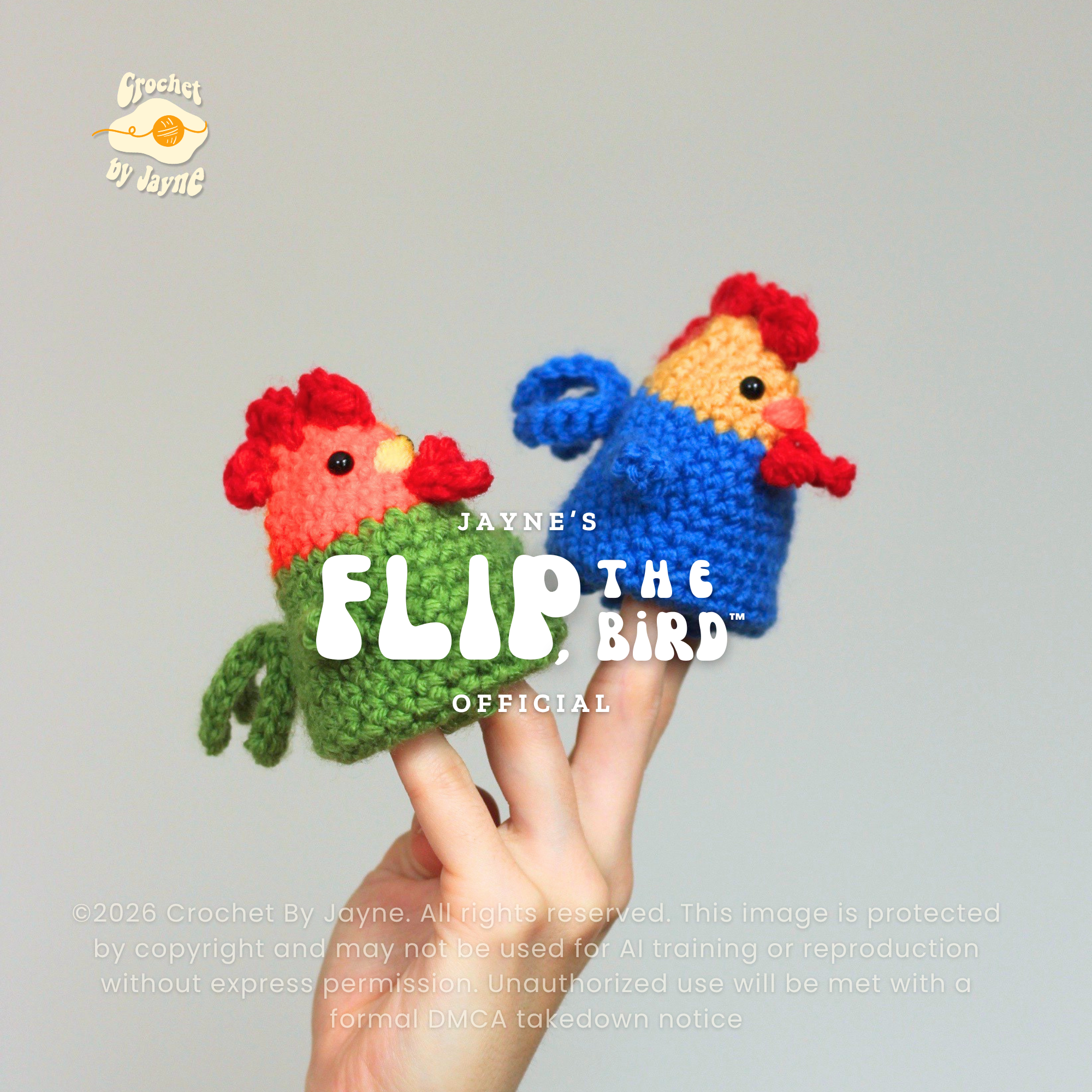 FLIP, the bird™ Rooster Version Crochet Pattern