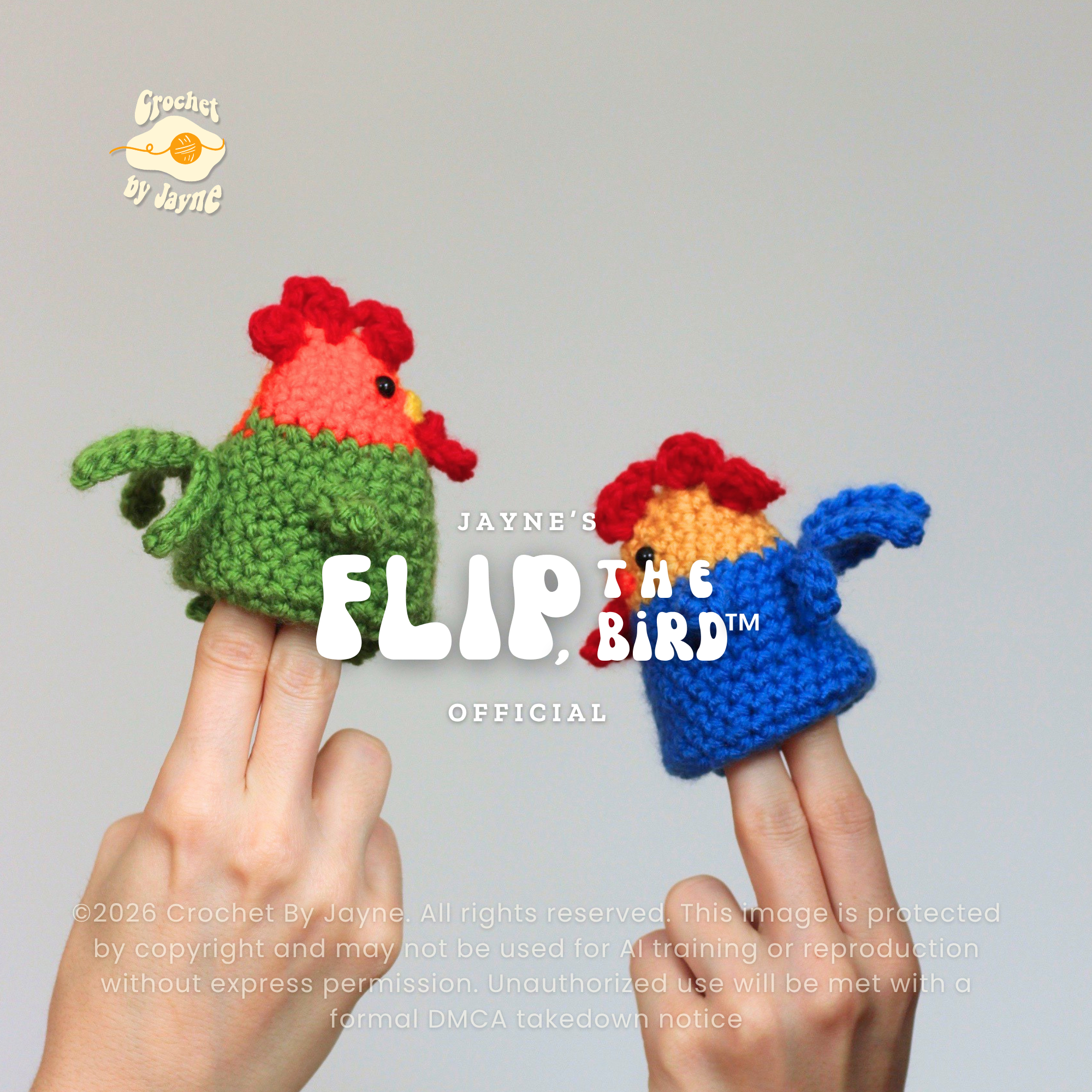 FLIP, the bird™ Rooster Version Crochet Pattern