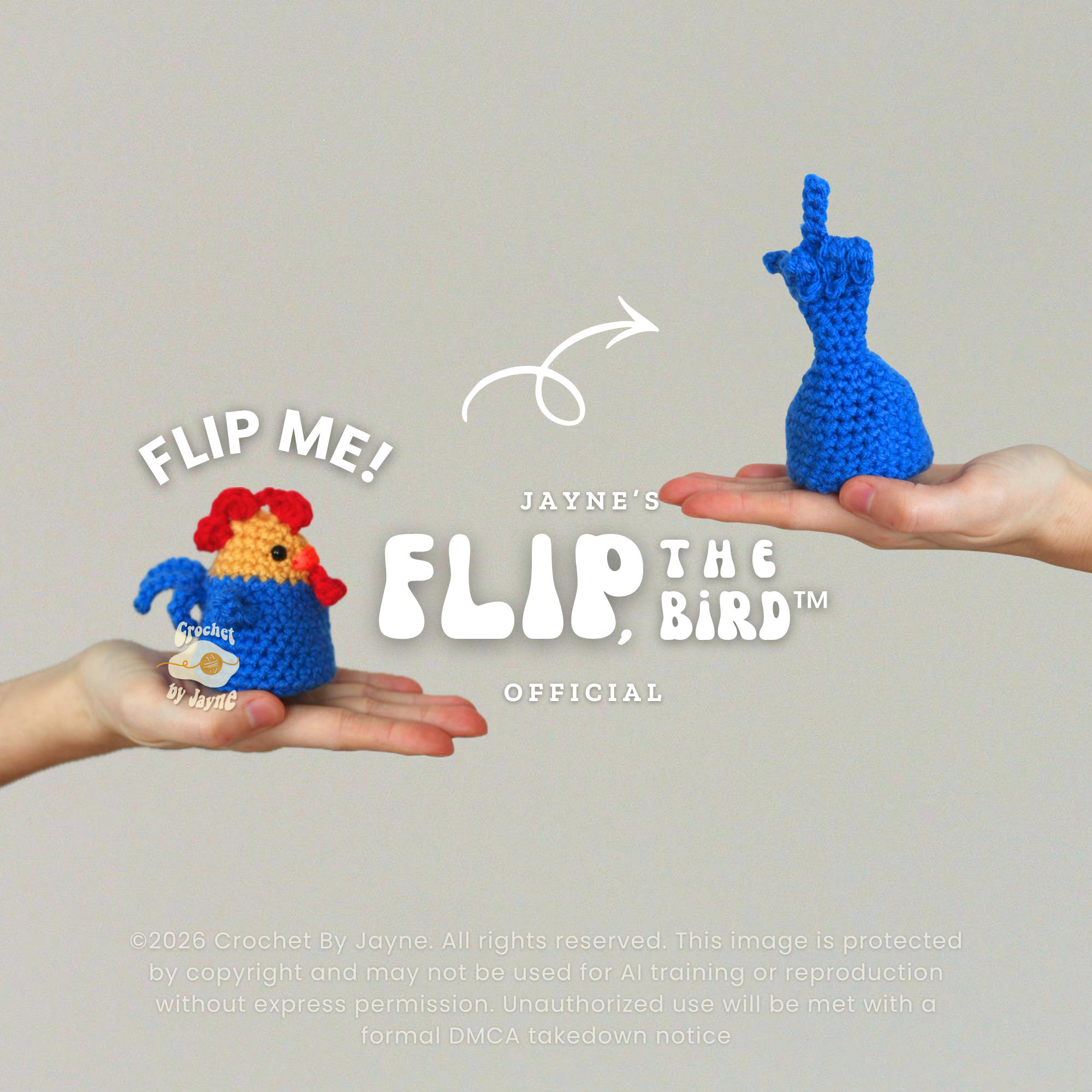 FLIP, the bird™ Rooster Version Crochet Pattern