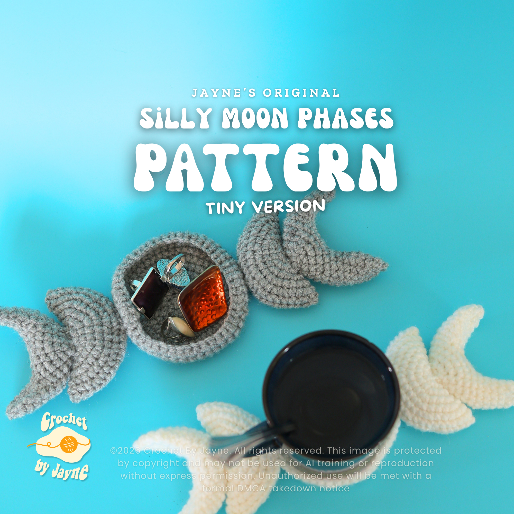 Tiny Silly Moon Phases Crochet Pattern (Coasters)