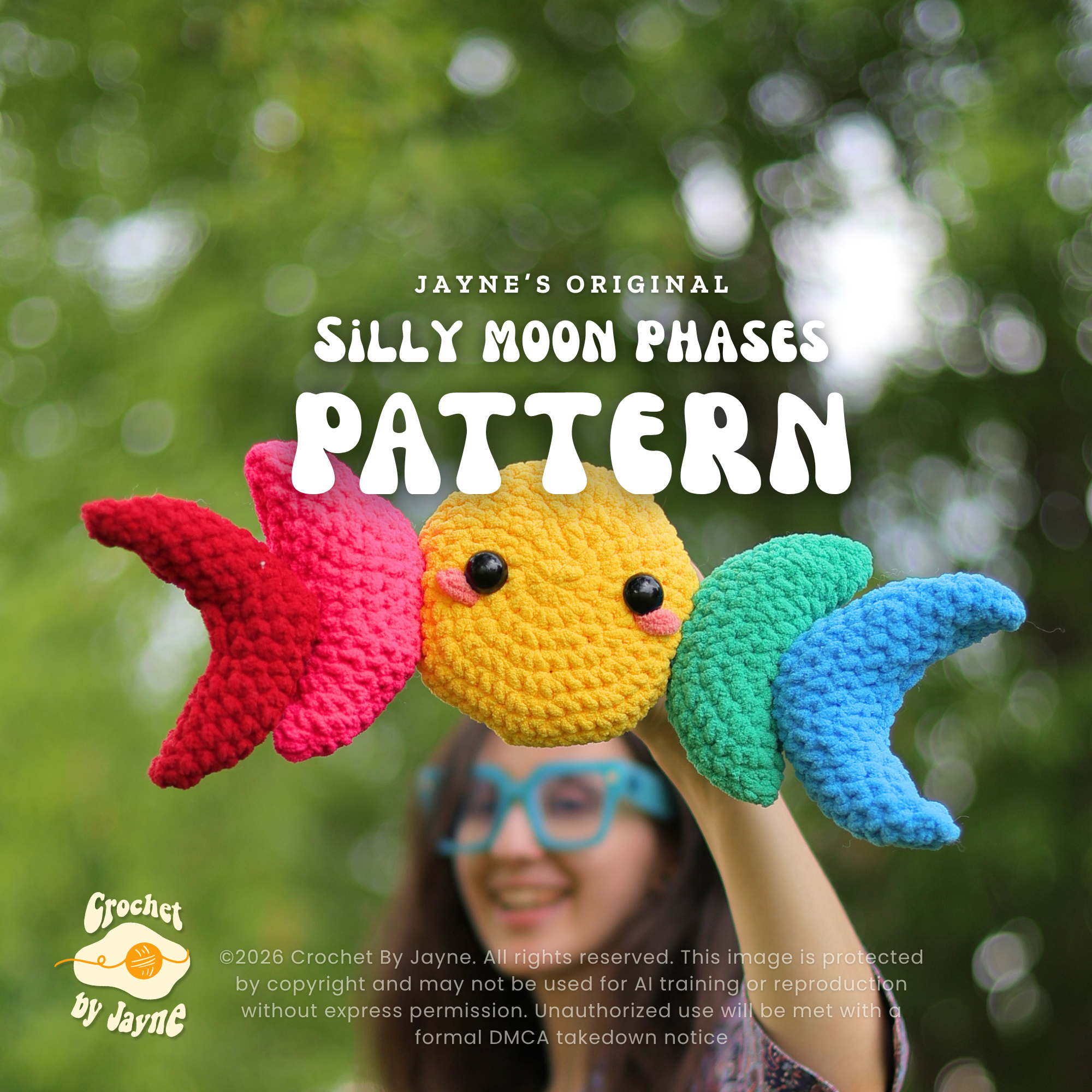 Silly Moon Phases Crochet Pattern (With a pocket)