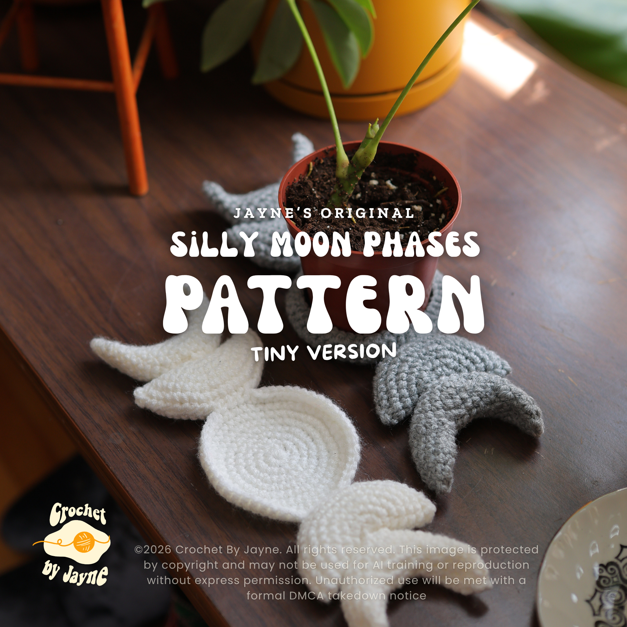 Tiny Silly Moon Phases Crochet Pattern (Coasters)