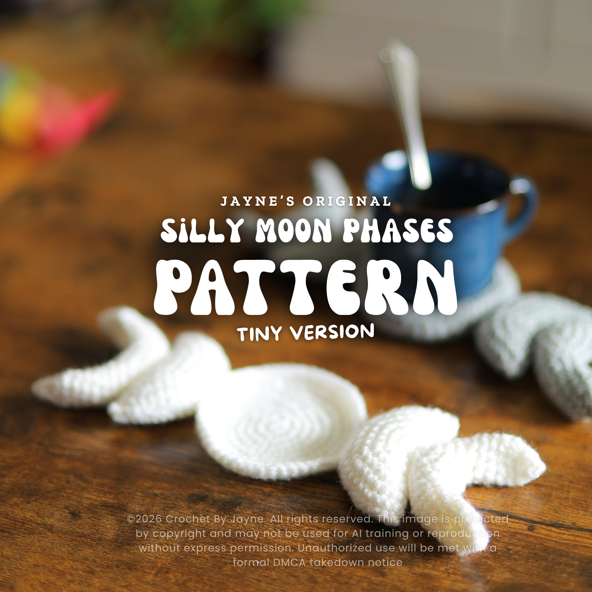 Tiny Silly Moon Phases Crochet Pattern (Coasters)