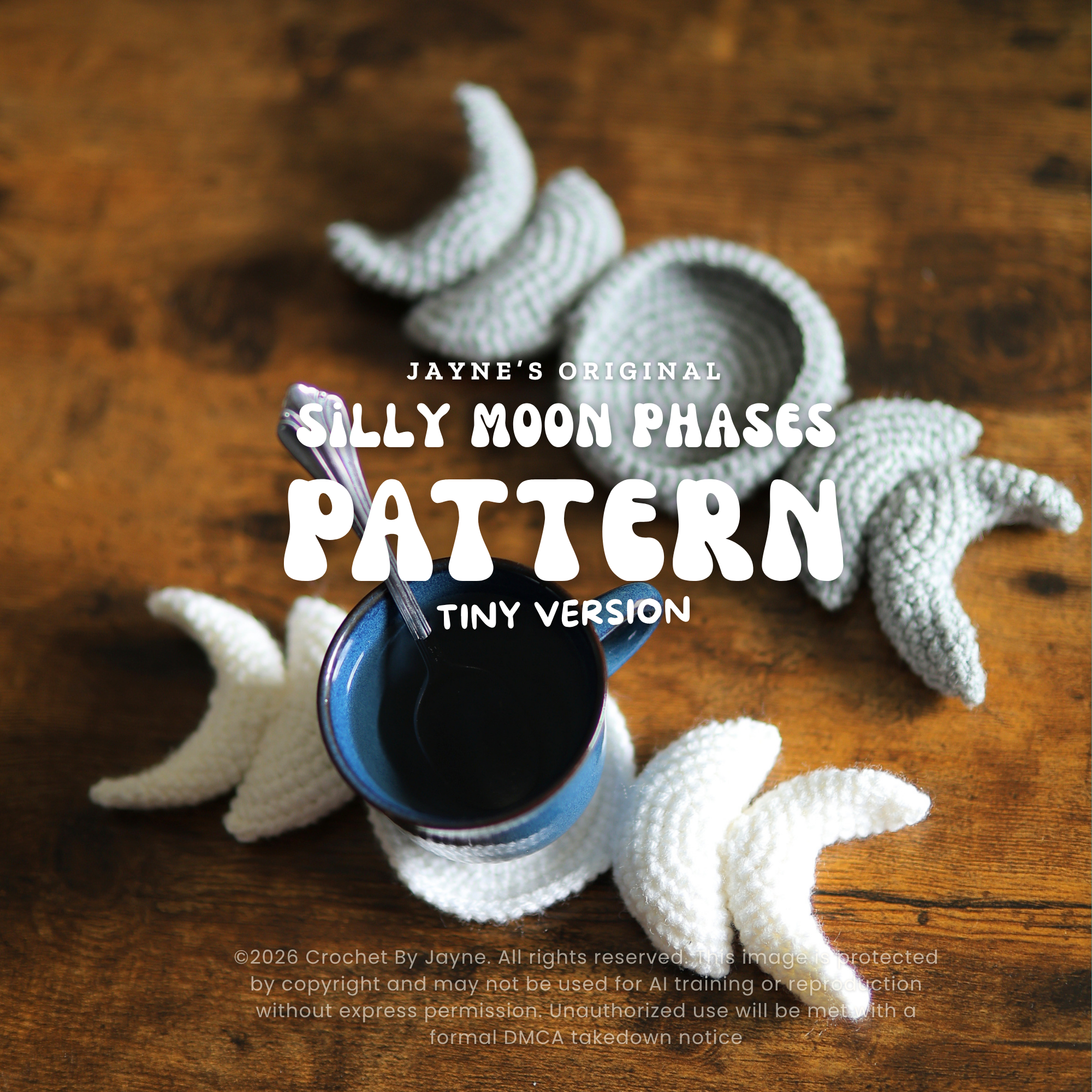 Tiny Silly Moon Phases Crochet Pattern (Coasters)