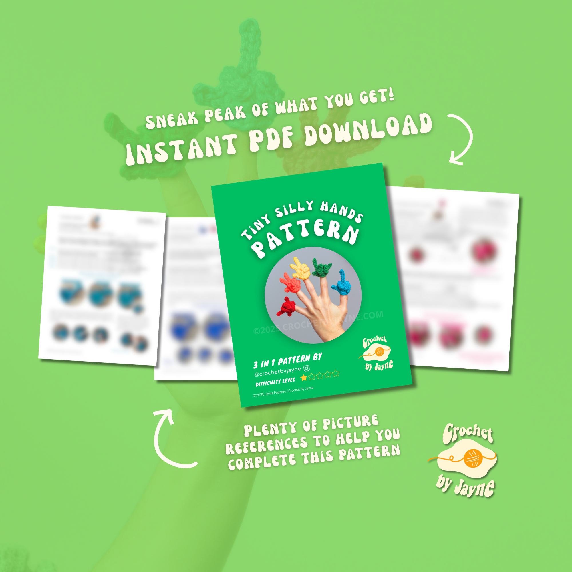 3 in 1 Tiny Silly Hand Crochet Pattern BUNDLE