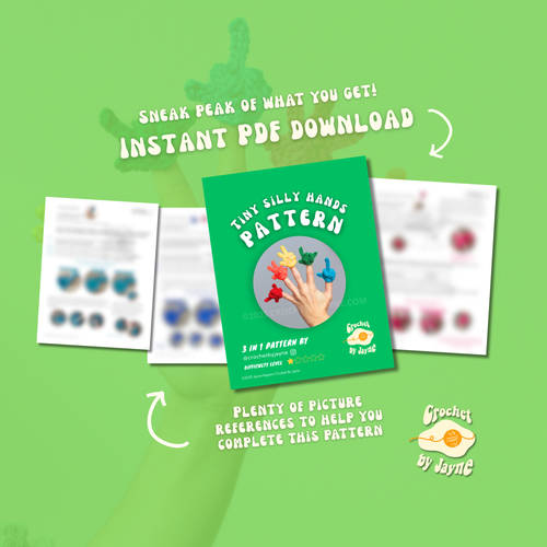 3 in 1 Tiny Silly Hand Crochet Pattern BUNDLE
