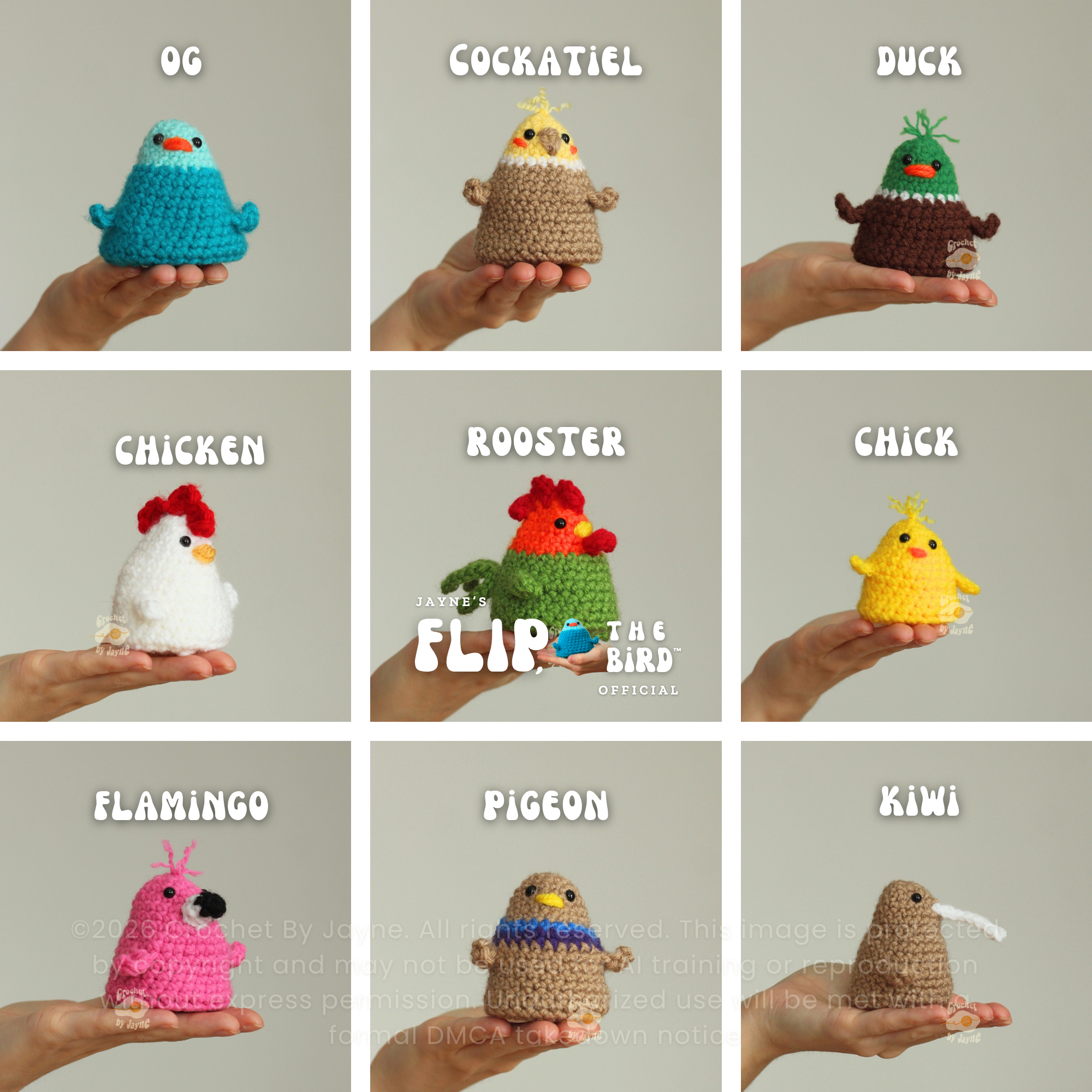 PATTERN BUNDLE Flip, the bird™ 9 different birds.