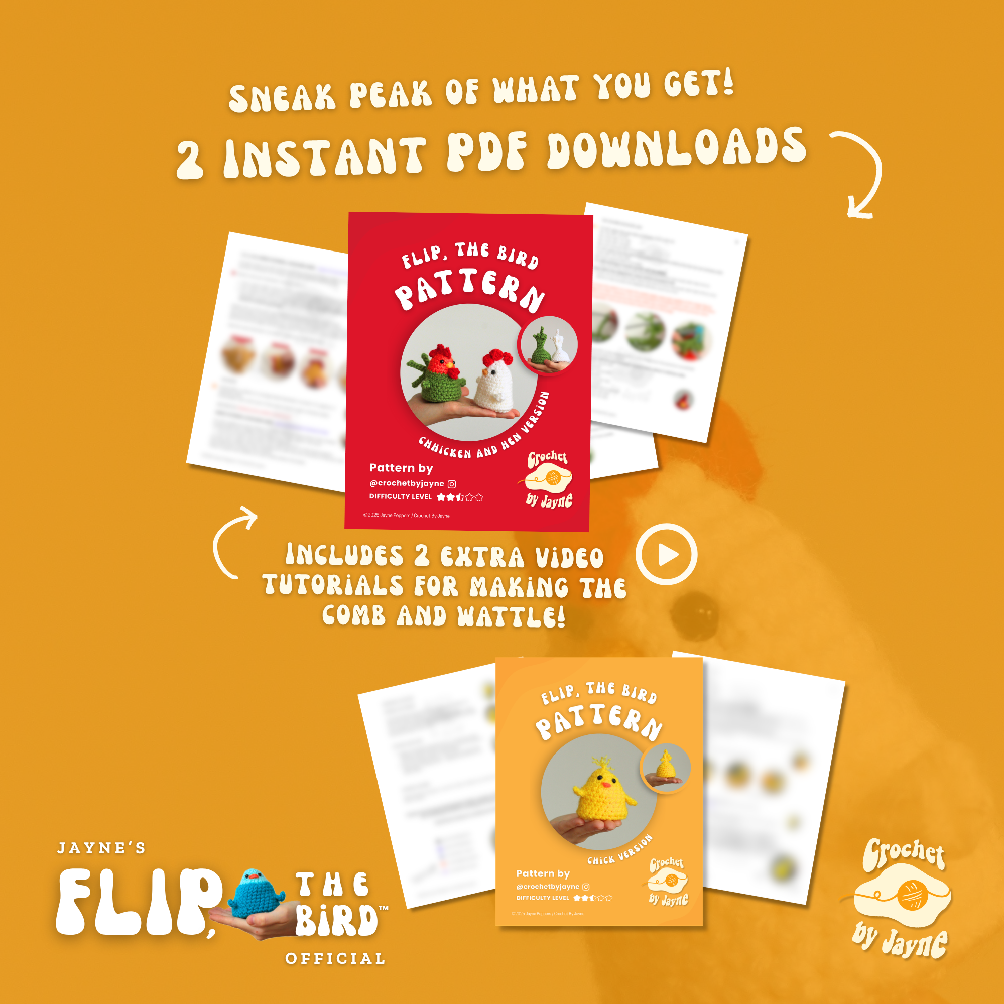 Flip, the bird™ chicken pattern bundle