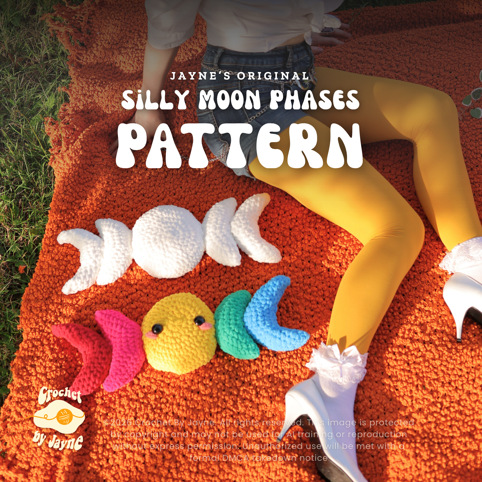 Silly Moon Phases Crochet Pattern (With a pocket)